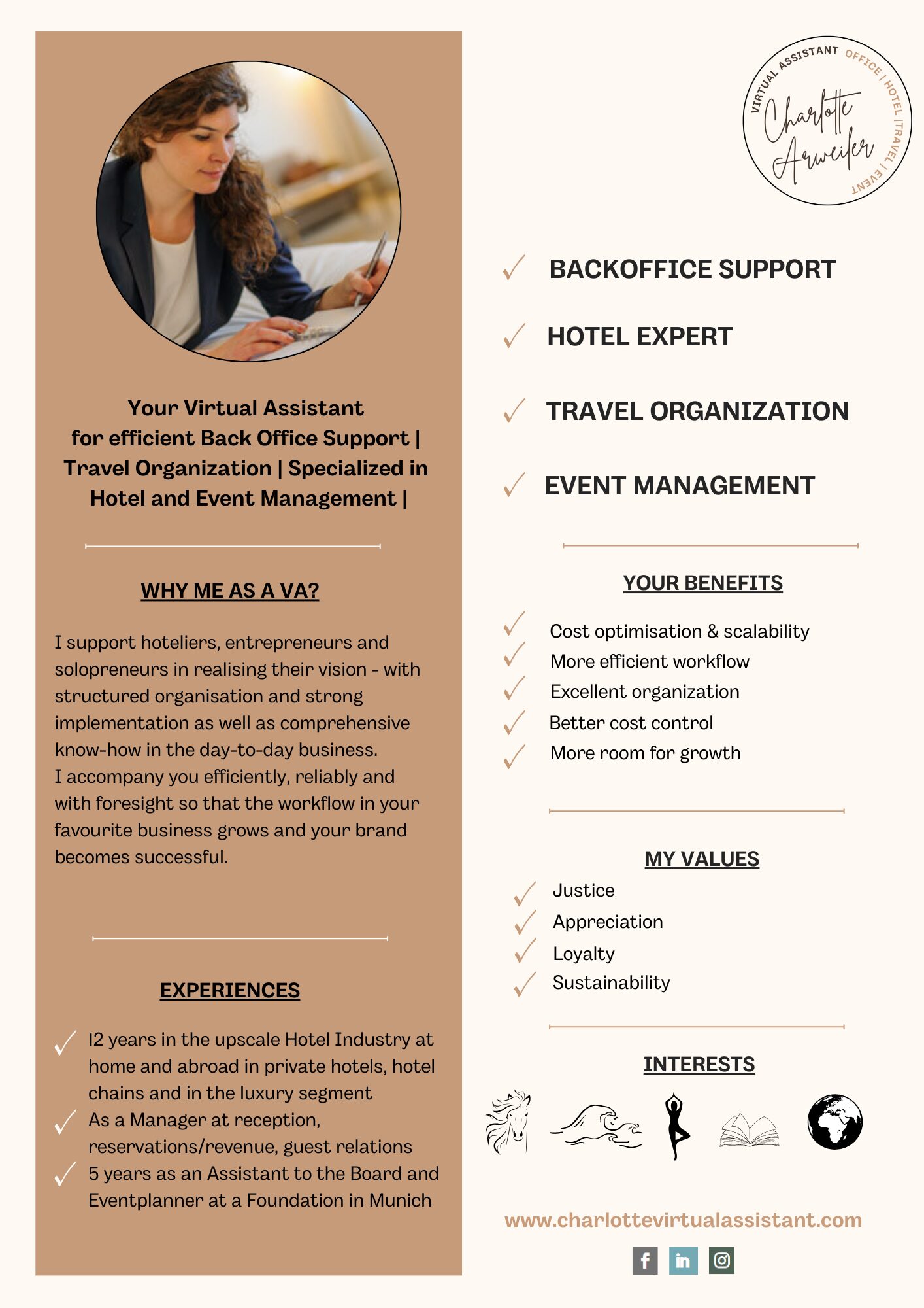 Portfolio Englisch Charlotte Arweiler Portfolio Charlotte Arweiler Virtual Assistant for Hotels and Backoffice